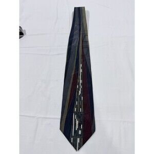 Fratelli Moda Men's 100% Silk Dark Blue Gray White Maroon Tie Hand Made in Italy